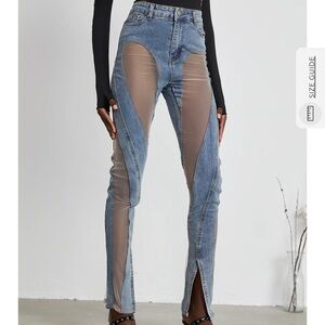 AÉLIS SHEER-PANELLED JEANS